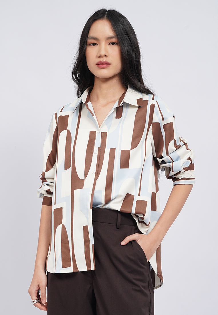Long Sleeve Printed Blouse
