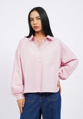Balloon Sleeve Blouse with Fancy Button