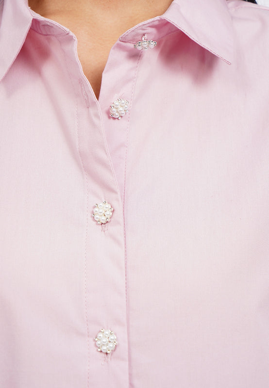 Balloon Sleeve Blouse with Fancy Button