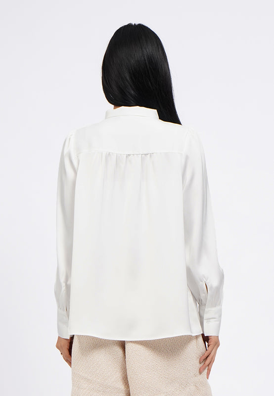 Long Sleeve Blouse with Tied Neck