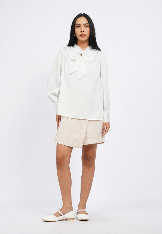 Long Sleeve Blouse with Tied Neck