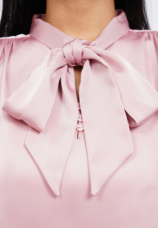 Long Sleeve Blouse with Tied Neck