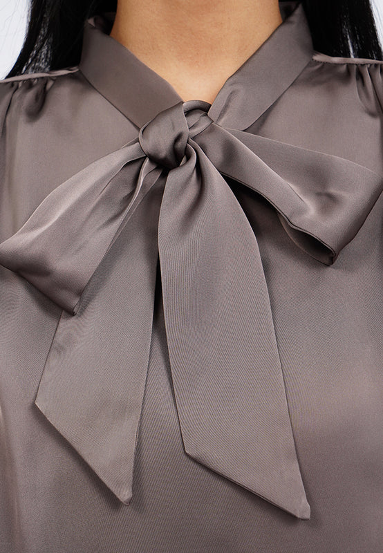 Long Sleeve Blouse with Tied Neck