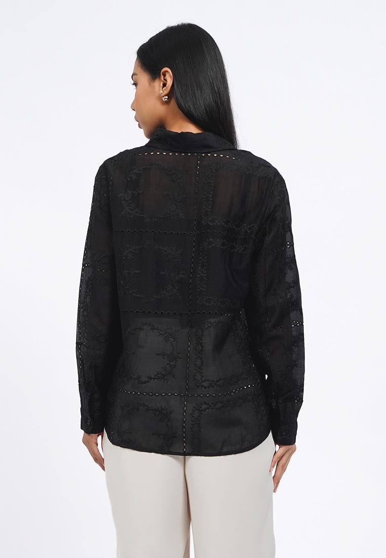 Floral Embroidered Long Sleeve Blouse