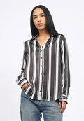 V-Neck Satin Stripes Blouse