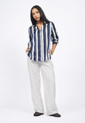 V-Neck Satin Stripes Blouse