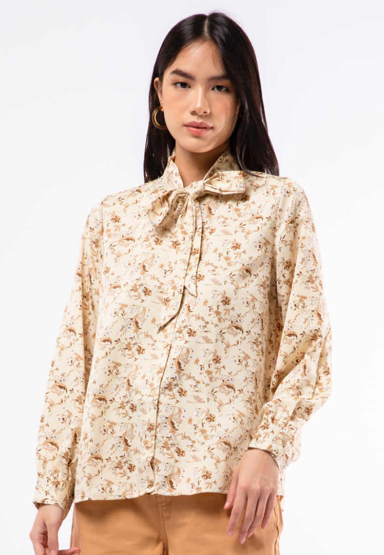 Flowy Bow Printed Blouse
