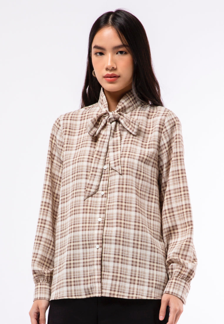 Flowy Bow Printed Blouse