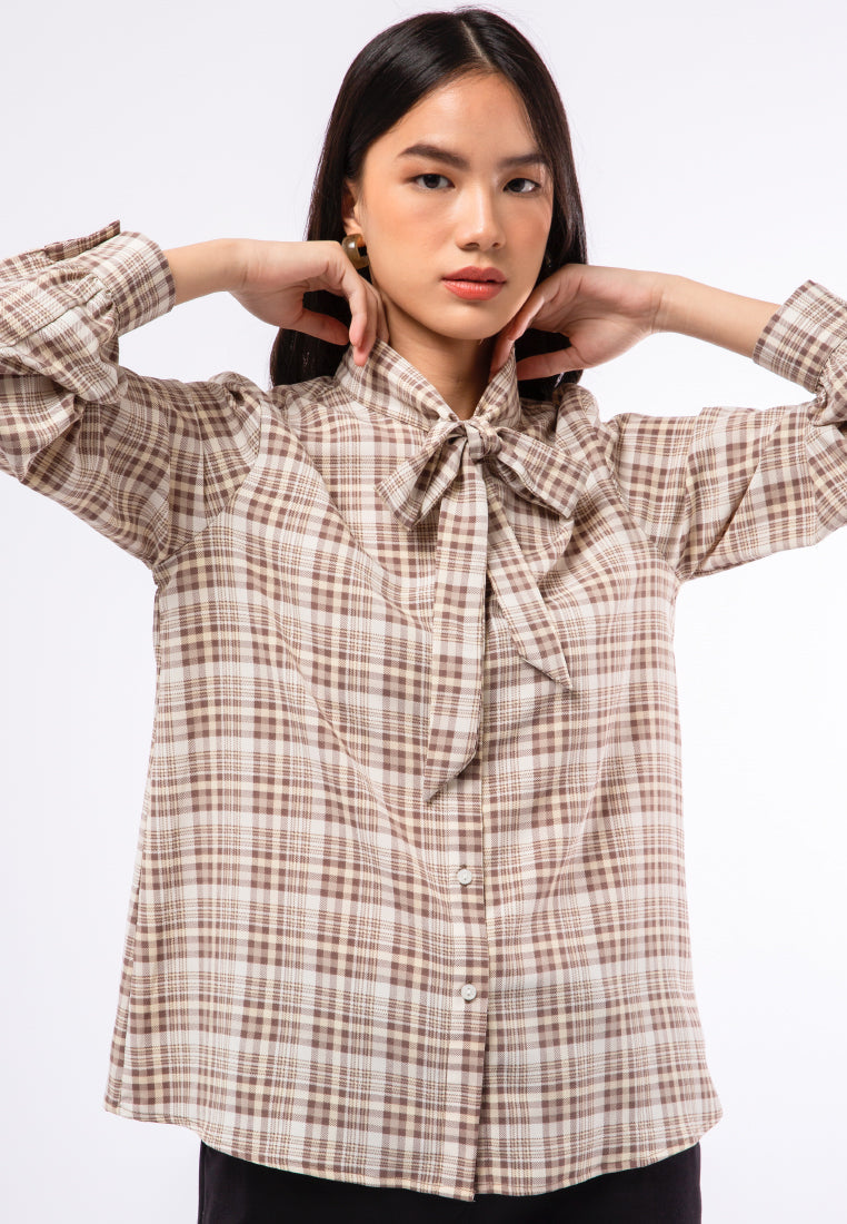 Flowy Bow Printed Blouse