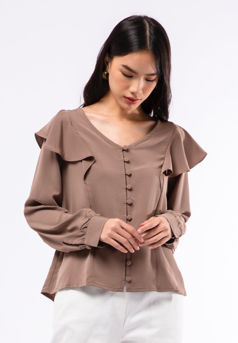 Flowy Layer V-neck Blouse