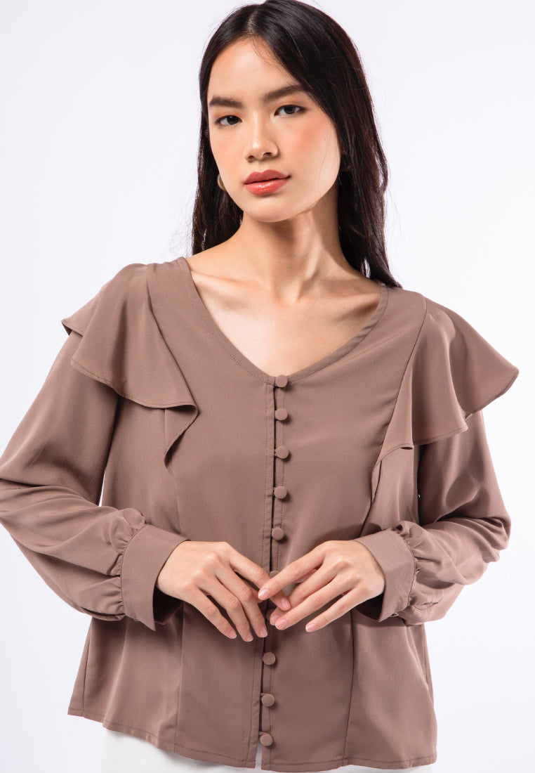 Flowy Layer V-neck Blouse