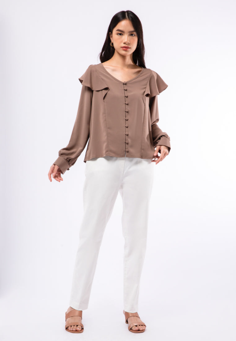 Flowy Layer V-neck Blouse