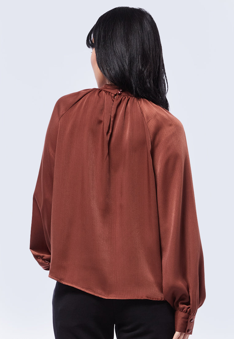High Neck Long Sleeve Blouse