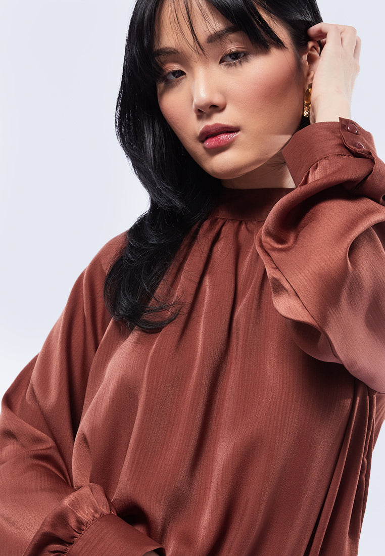 High Neck Long Sleeve Blouse