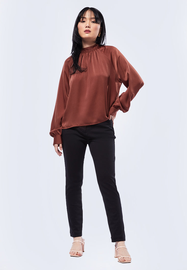 High Neck Long Sleeve Blouse