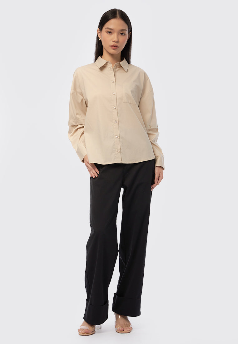Loose Shirt with Detachable Sleeve