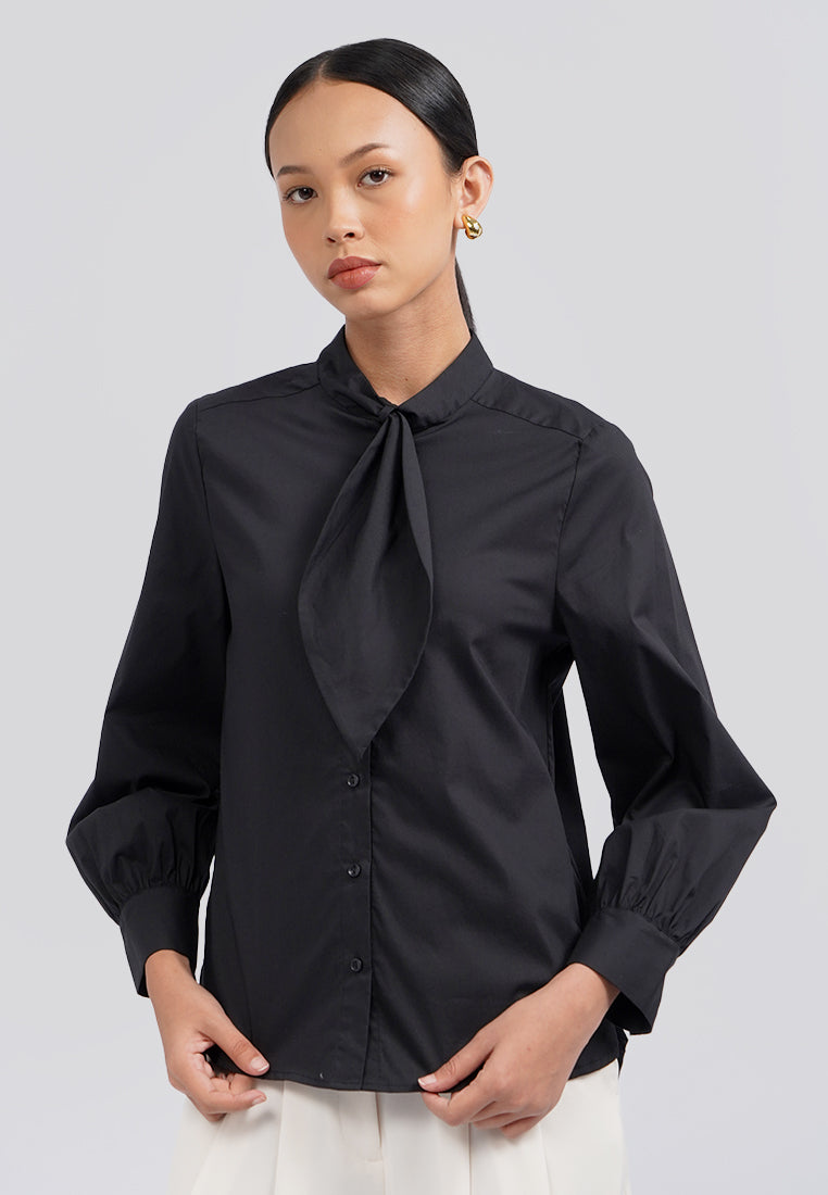 Petal Collar Long Sleeve Tunic Black
