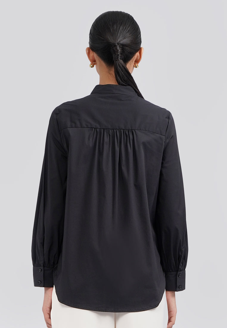 Petal Collar Long Sleeve Tunic Black