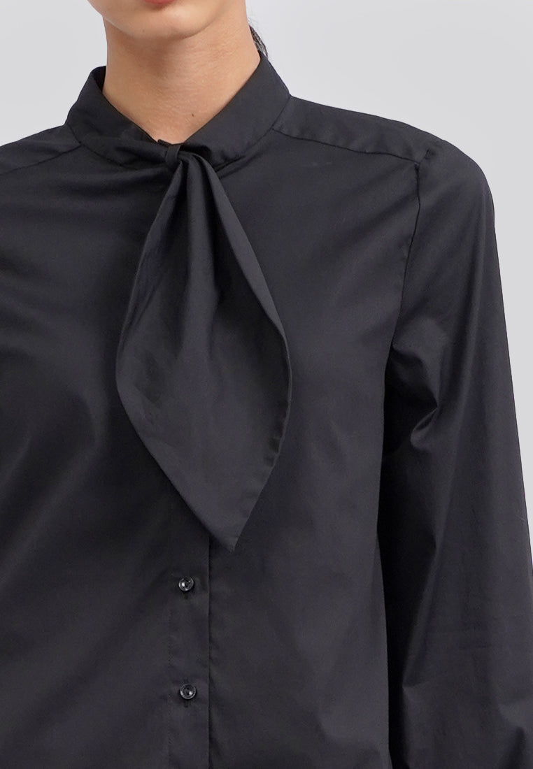 Petal Collar Long Sleeve Tunic Black