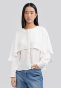 Long Sleeve Layered Blouse Off White