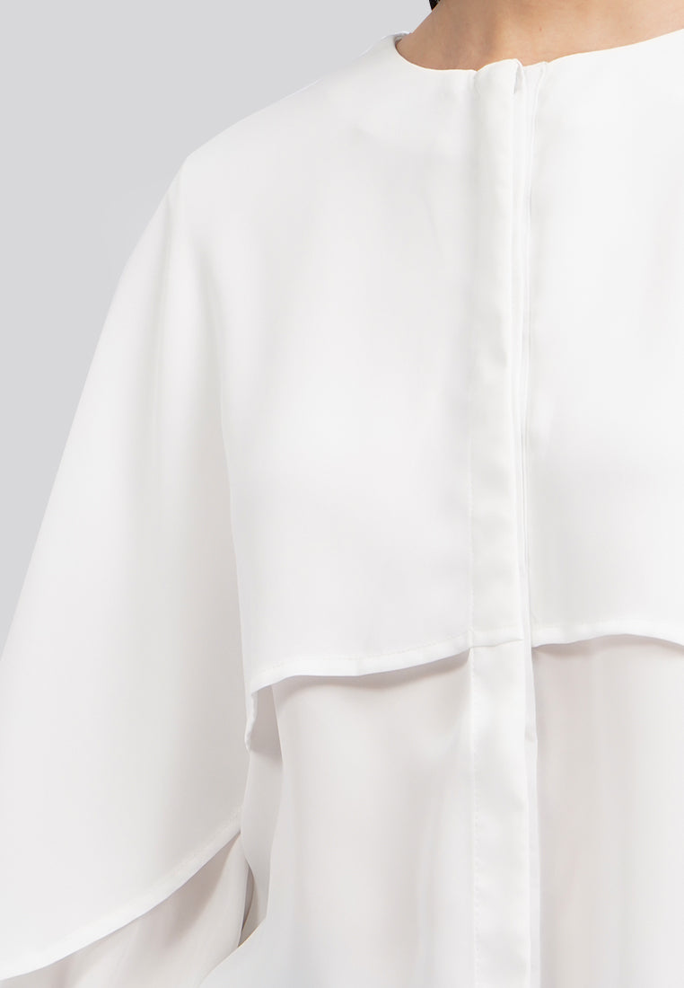 Long Sleeve Layered Blouse Off White