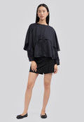 Long Sleeve Layered Blouse Black