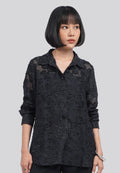 Frayed Long Sleeve Blouse