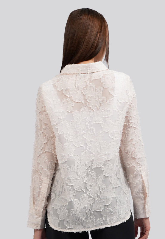 Frayed Long Sleeve Blouse
