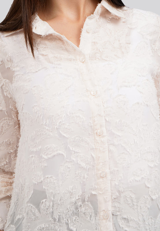 Frayed Long Sleeve Blouse