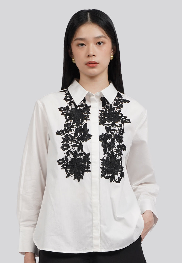 Lace Bib Long Sleeve Shirt