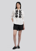 Lace Bib Long Sleeve Shirt