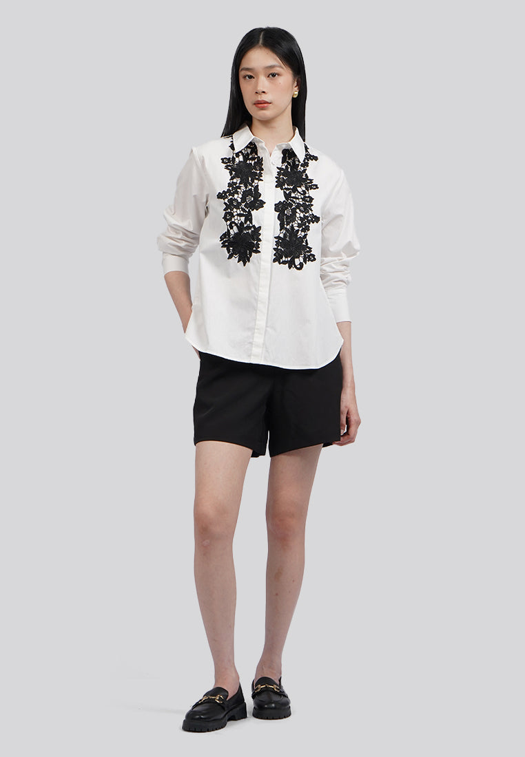 Lace Bib Long Sleeve Shirt