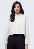 Rhinestone Long Sleeve Crop Shirt