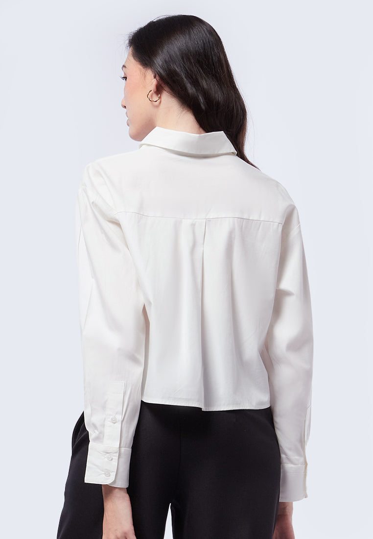 Rhinestone Long Sleeve Crop Shirt