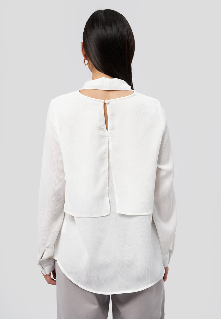 Long Sleeve Blouse with Back Button