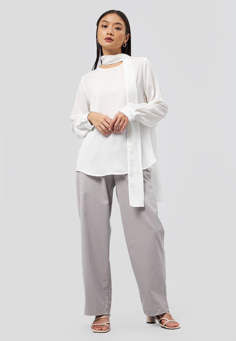 Long Sleeve Blouse with Back Button