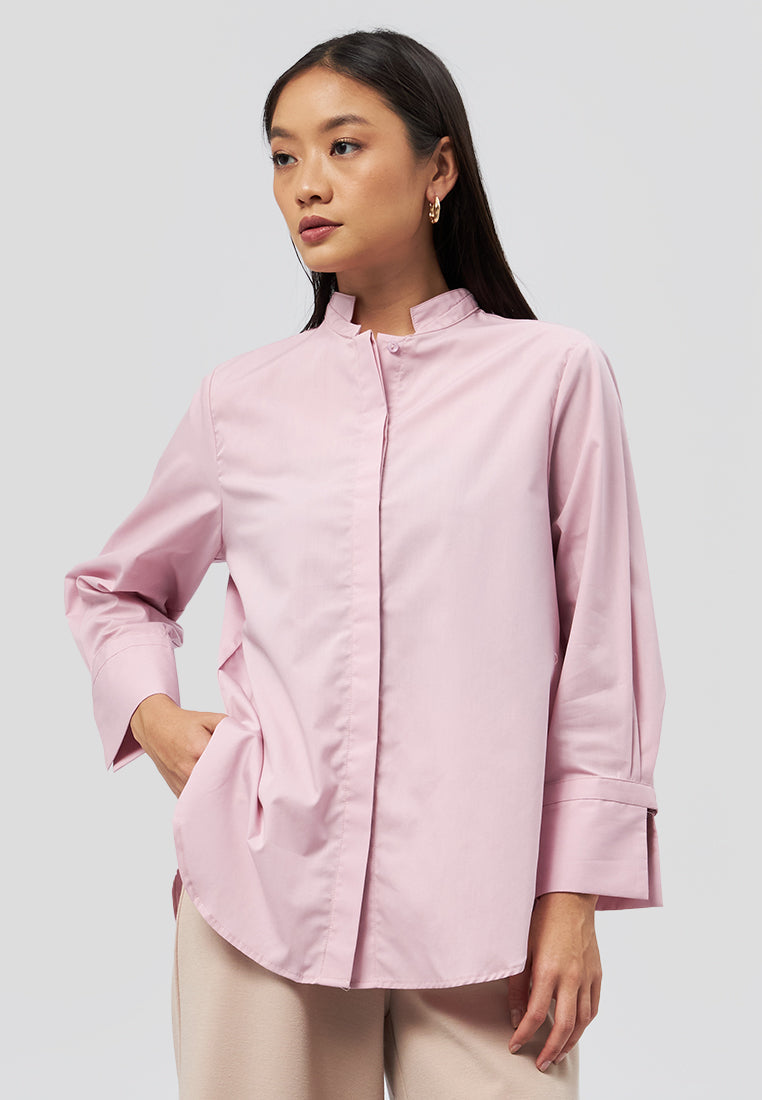 High Neck 7/8 Sleeve Blouse