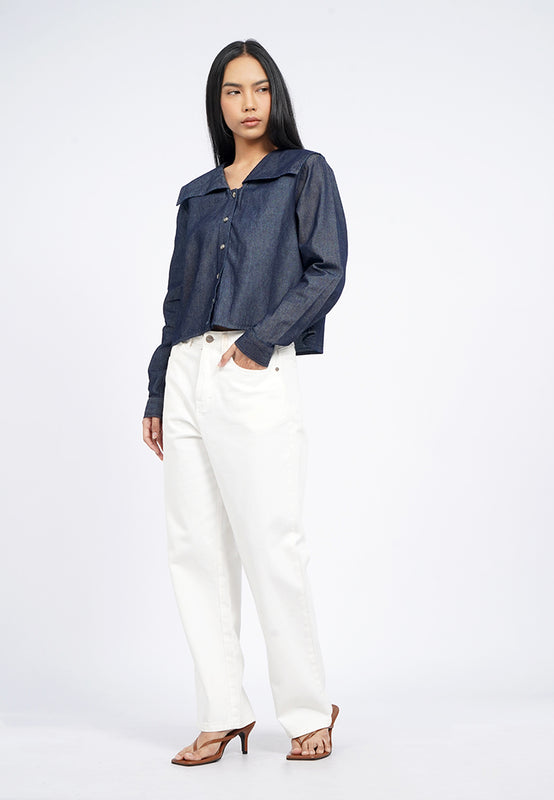 Peterpan Collar Chambray Shirt