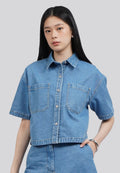 Short Sleeve Boxy Denim Shirt