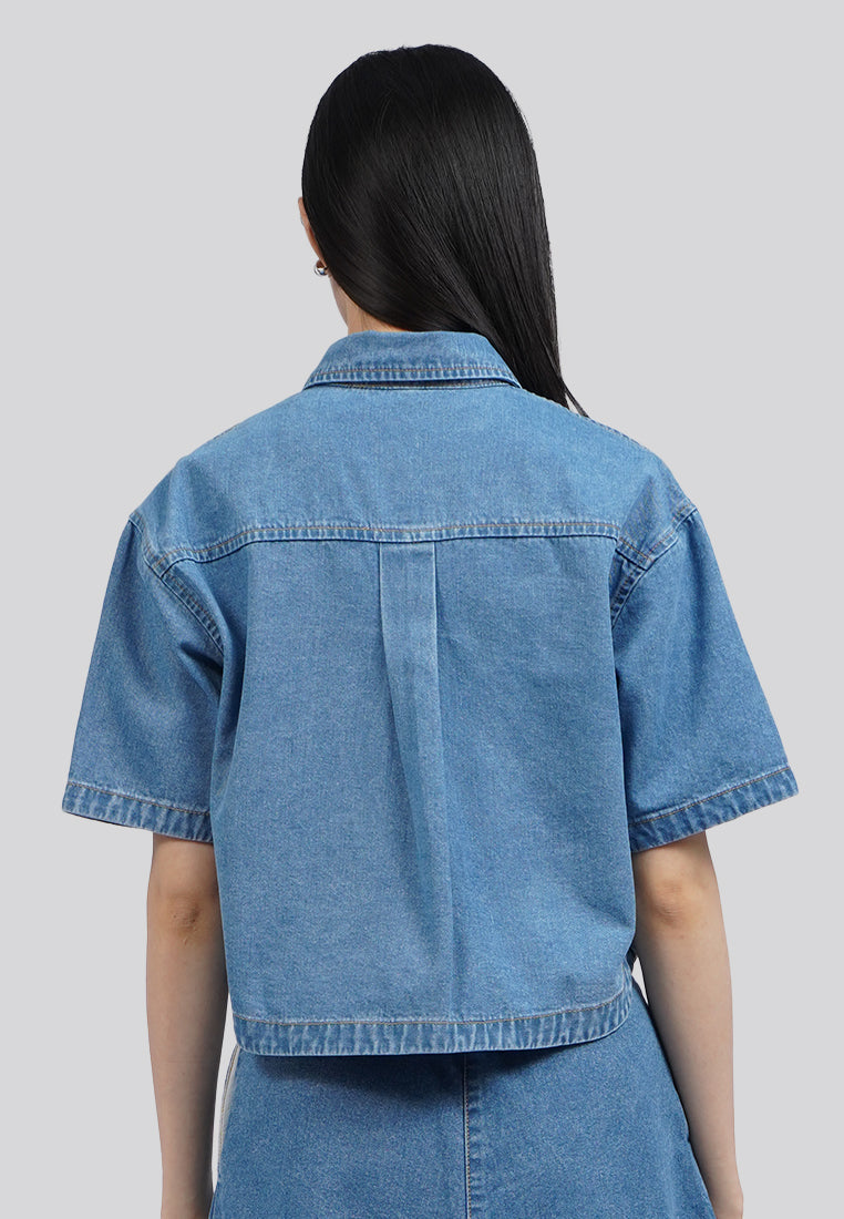 Short Sleeve Boxy Denim Shirt