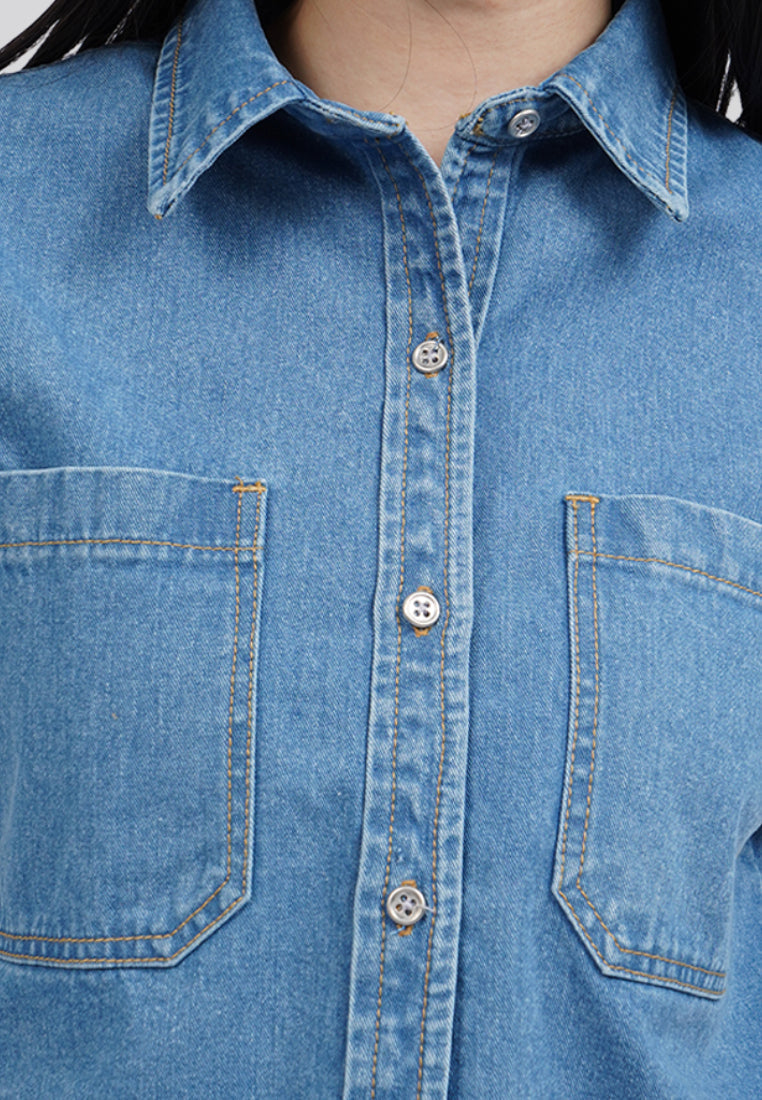 Short Sleeve Boxy Denim Shirt