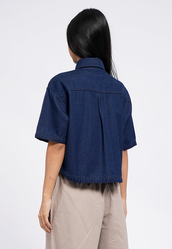 Short Sleeve Boxy Denim Shirt