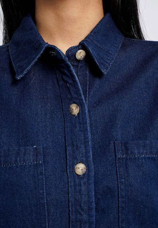 Short Sleeve Boxy Denim Shirt