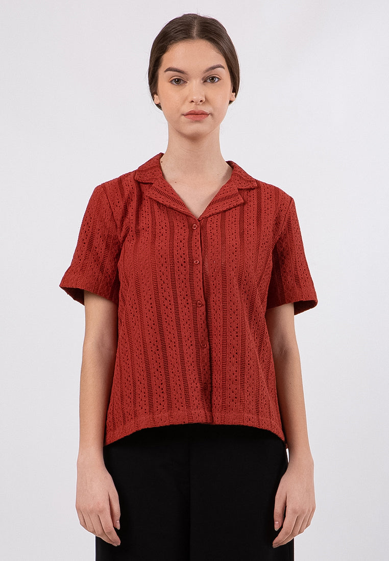 Boxy Fit Blouse With Tailor Collar