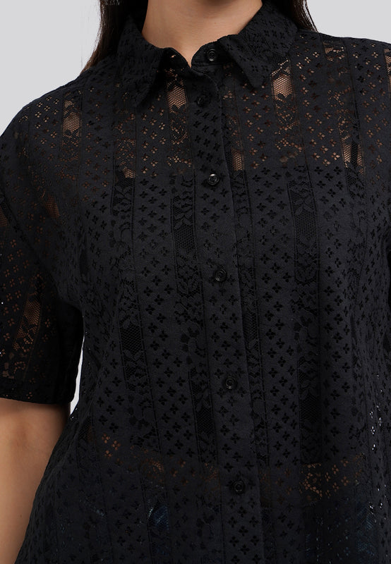 Short Sleeve Lace Blouse