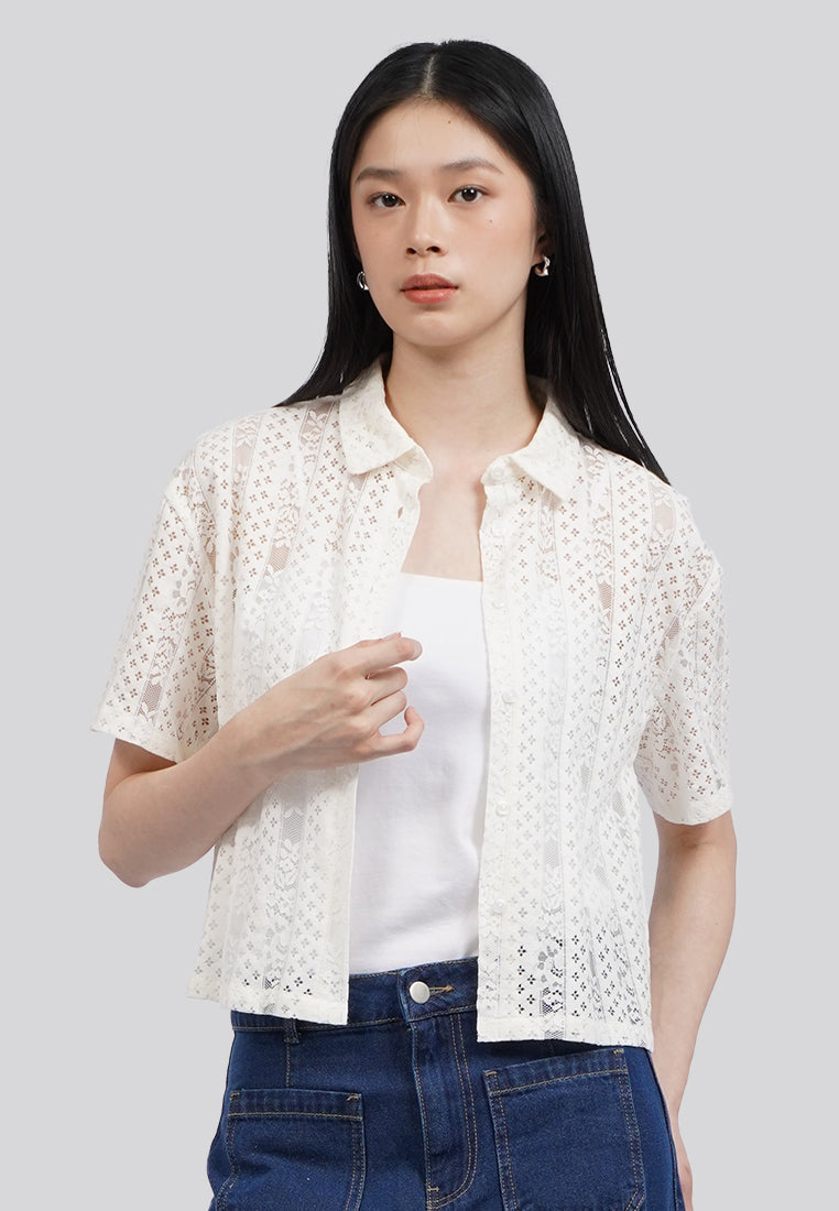 Short Sleeve Lace Blouse