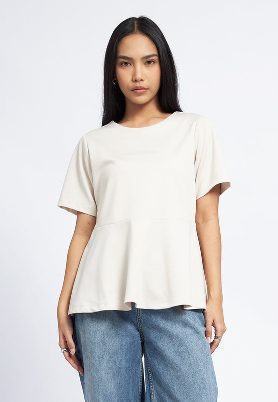 Round Neck Peplum Knit Top