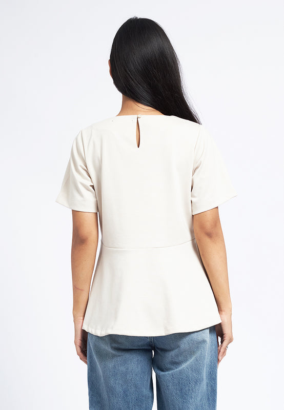 Round Neck Peplum Knit Top