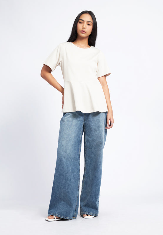 Round Neck Peplum Knit Top