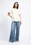 Round Neck Peplum Knit Top